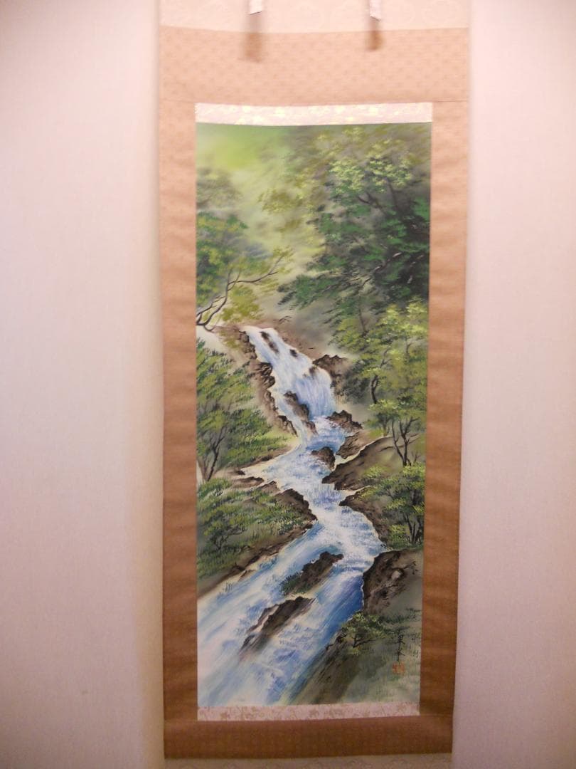 掛け軸 古川翠峯 奥入瀬 絹本 希少 軸装 茶道具 掛軸 美品 です。