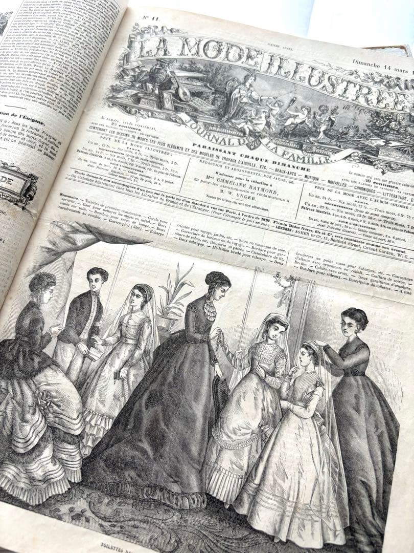 専用　フランス　アンティーク　ファッション雑誌　1869年　年鑑本　モード　洋書
