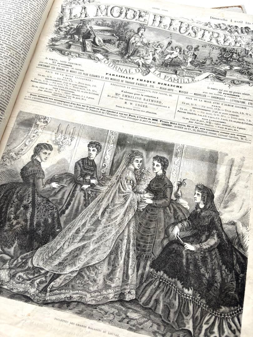 専用　フランス　アンティーク　ファッション雑誌　1869年　年鑑本　モード　洋書