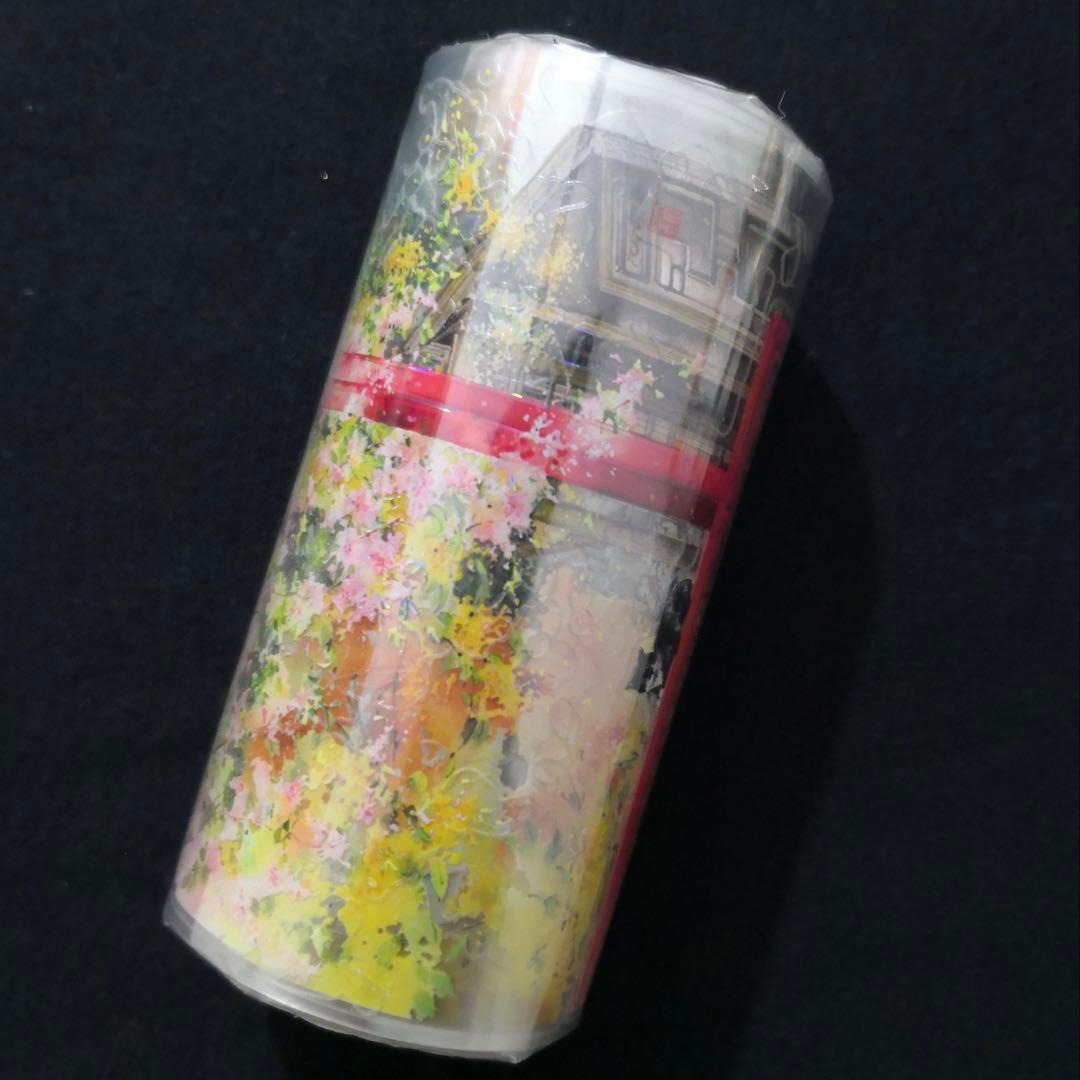 【8758】海外　マステ　5.16m巻売り　貝殻光カッティング　東屋　古風　四季