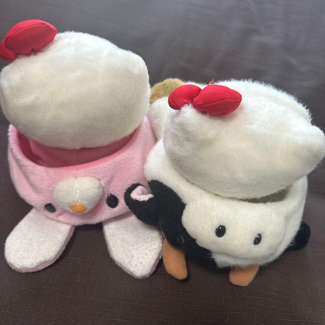 【希少】変身キティちゃん！うさぎ&牛ぬいぐるみ2点セット　被り物　着ぐるみキティ