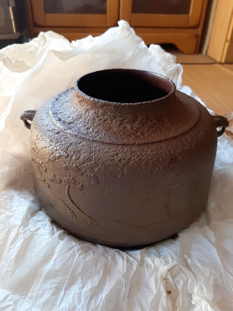 美品　茶道具　真形釜浜松紋　真形釜松絞（風炉用）木村一無