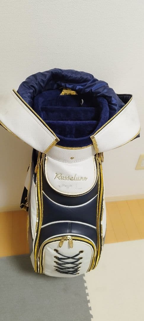 Russell ゴルフキャディバッグ ネイビー/ホワイト/ゴールド