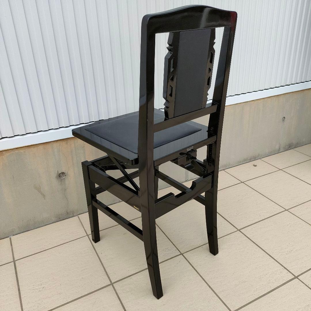 希少 名陽木工 PEACOCK ピーコック ピアノ椅子 背付 木製 高さ調整可能