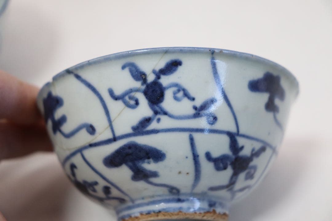 中国　清時代　染付　湯呑み3点　送料込み250131