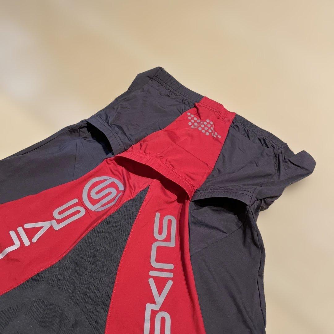 SKINS 半袖サイクルジャージ上下セット S グレー/レッド