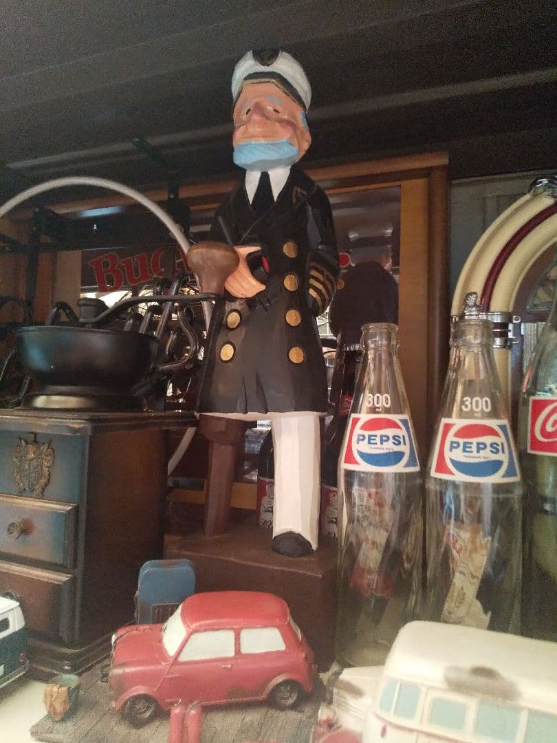 昭和レトロ、アンティーク 木彫りマドロス人形 大型サイズ