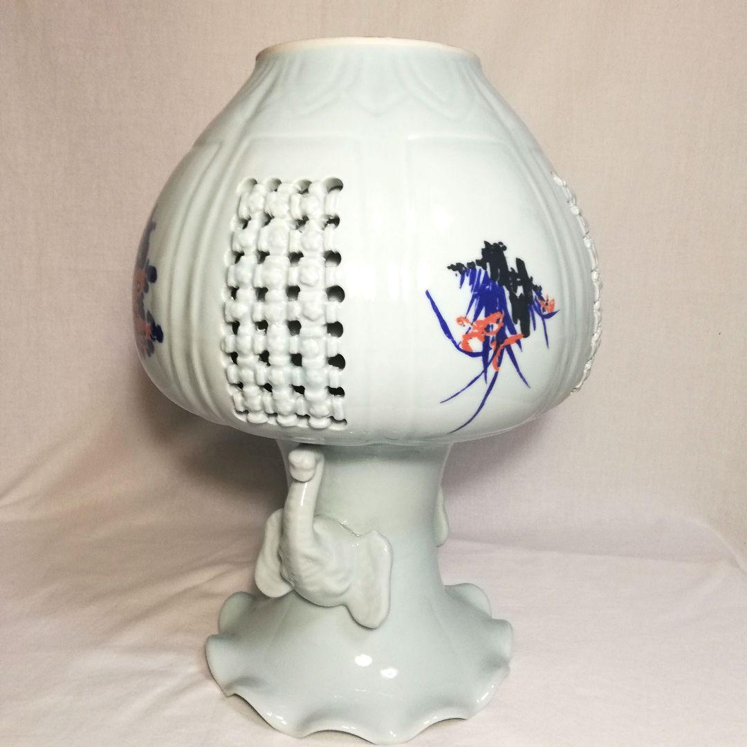 趙京 網目透かし象耳大花瓶 花器 高麗青磁 青白磁 フラワーベース 花入 置物