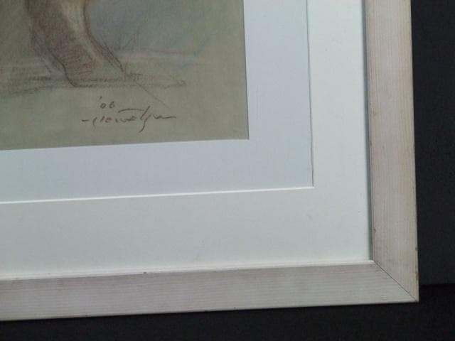 作者不詳　直筆サイン『後ろ姿の裸婦』ペーパーにパステル画 10号 0501Q