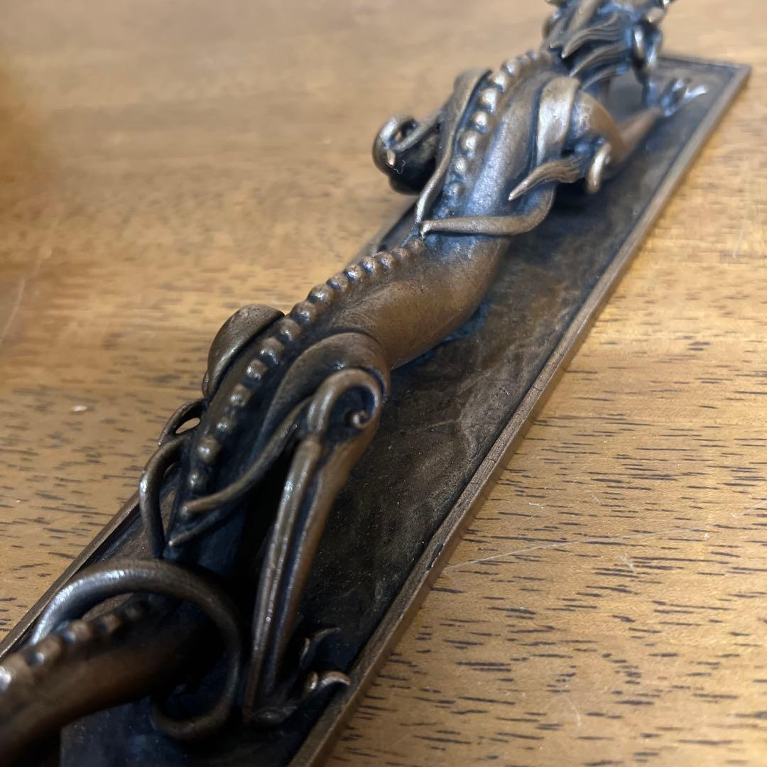 須賀月芳　高岡銅器　鋳銅　龍 文鎮　 書鎮