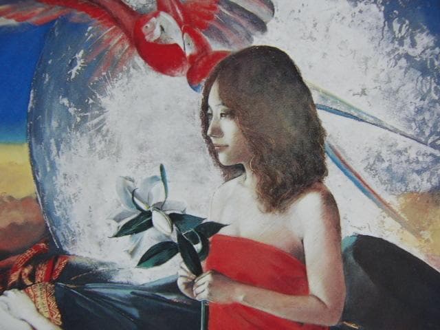 山根須磨子、【月下夢想譚】、希少な額装用画集より、新品額装付、状態良好