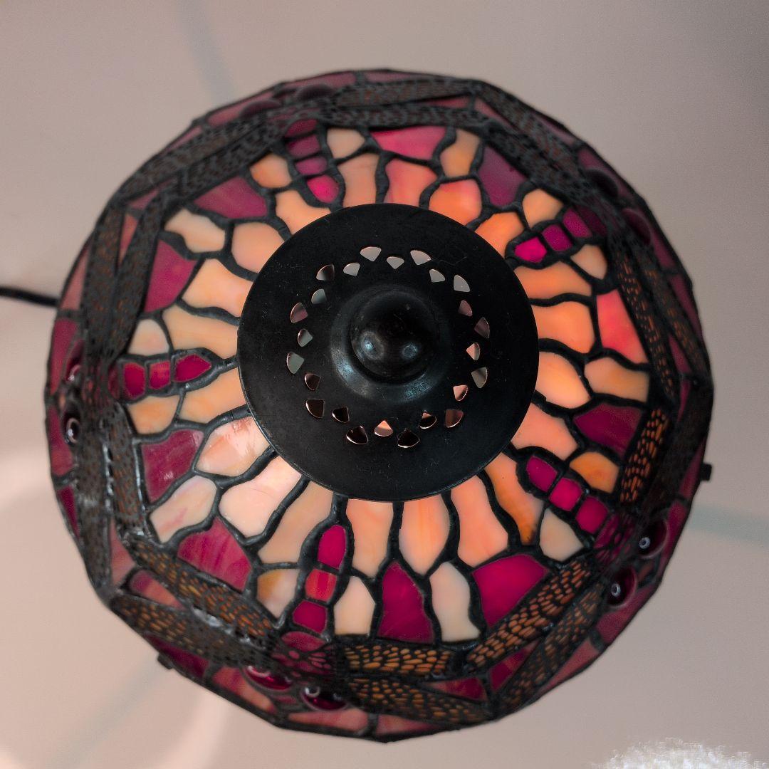 【 アンティーク 】 ステンドグラス／テーブルライト／トンボ／立体ガラス