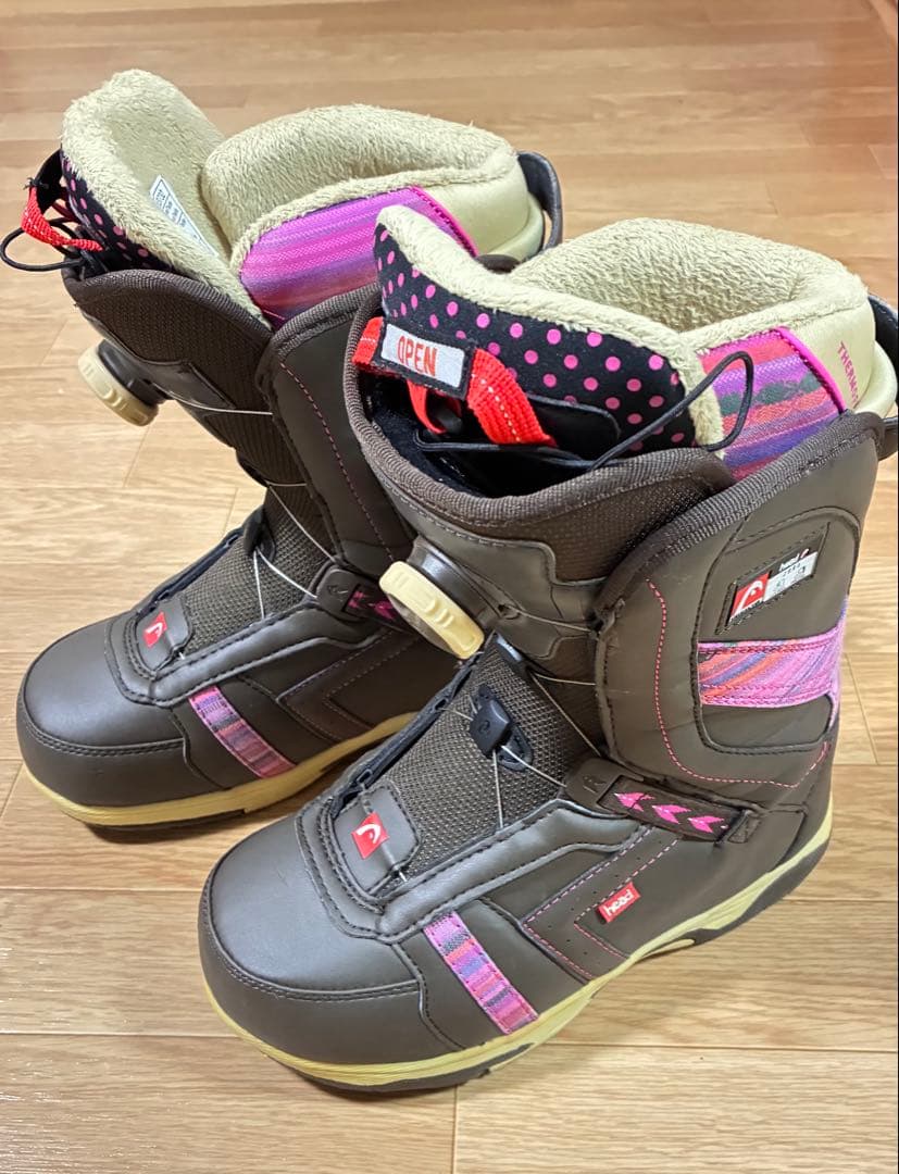 HEAD スノーボードブーツ 23cm ブラウン ピンク BOA システム