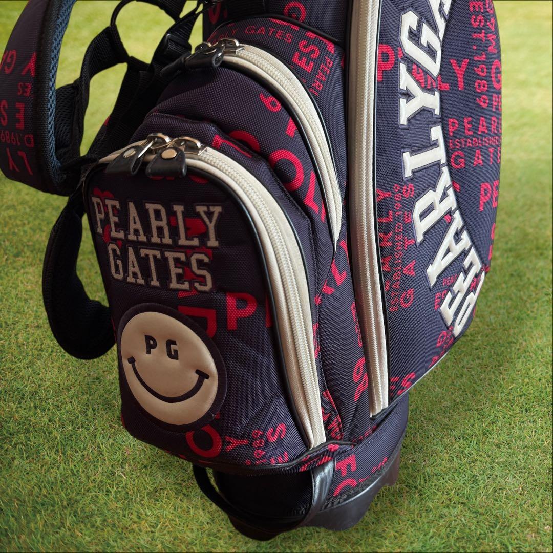 パーリーゲイツ　キャディバッグ　ショルダー式　スタンド式　軽量　ネイビー　白　紺