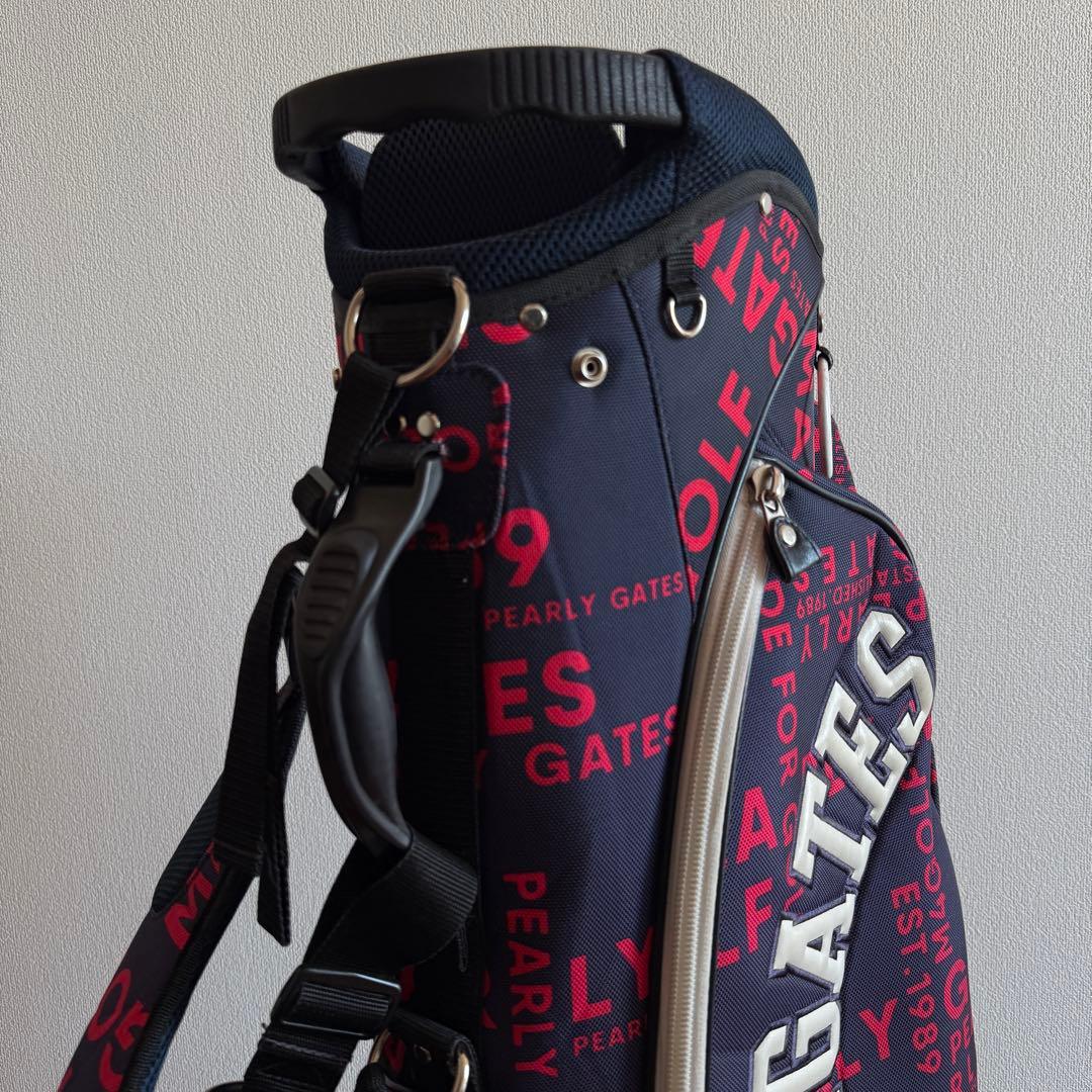 パーリーゲイツ　キャディバッグ　ショルダー式　スタンド式　軽量　ネイビー　白　紺