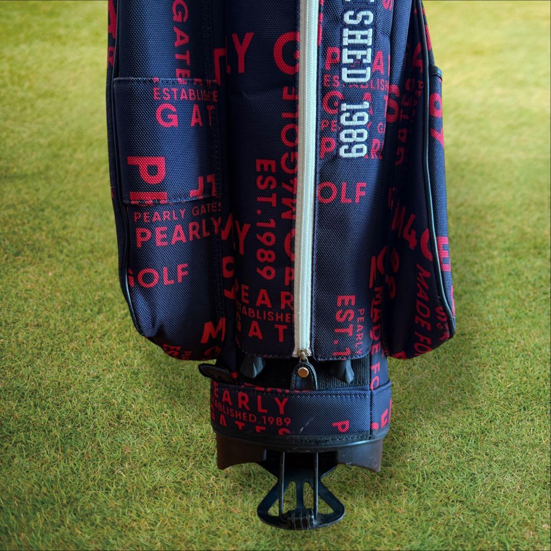 パーリーゲイツ　キャディバッグ　ショルダー式　スタンド式　軽量　ネイビー　白　紺