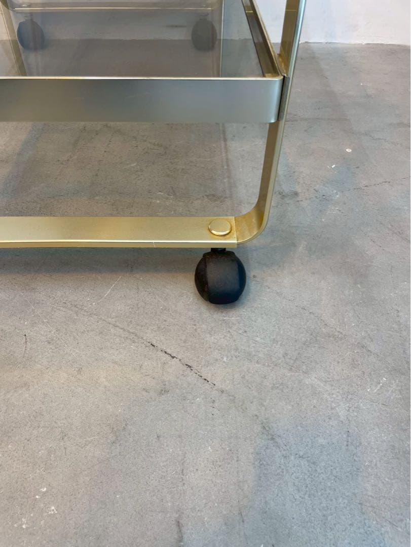 【希少】ヴィンテージ ゴールド ガラスワゴン キッチンワゴン ミッドセンチュリー