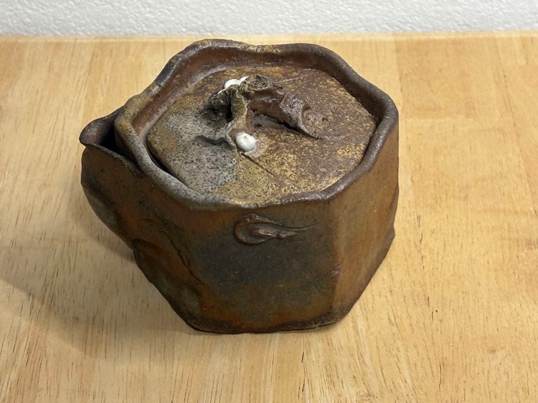 73.備前焼 宝瓶 登り窯 白梅 はくばい 六角 手びねり 急須