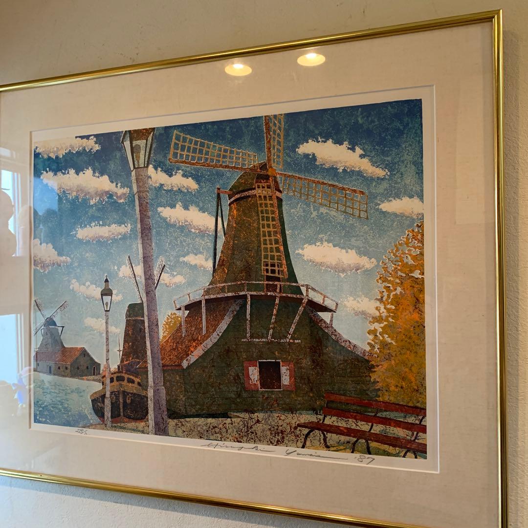 絵画　額装　超大判　山家久幸　リトグラフ　87年作　直ED直サイン　レア作品