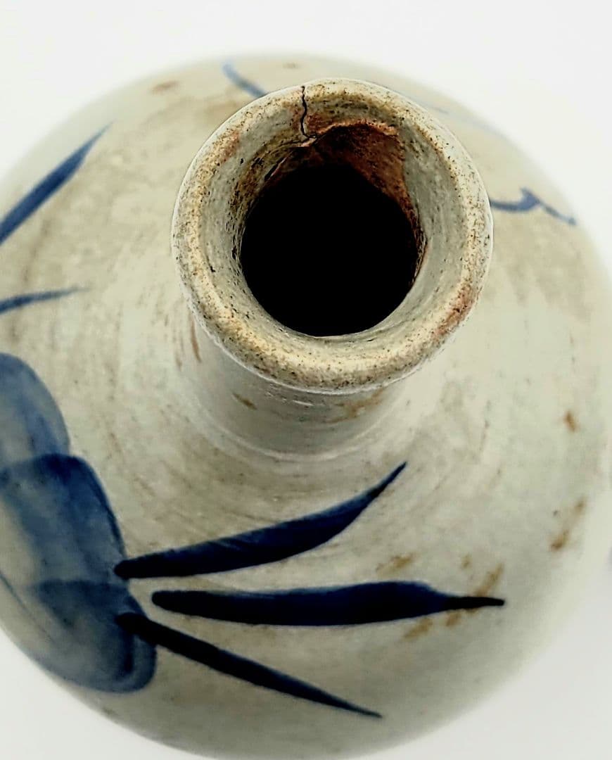 時代物　染め付け　徳利　花入れ　江戸時代　骨董品、美術品