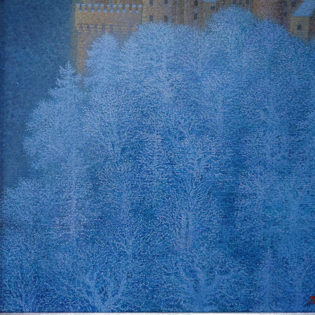 真作保証 肉筆 福田 實 シャベネ点描風景画 油彩F8絵画油絵油彩画