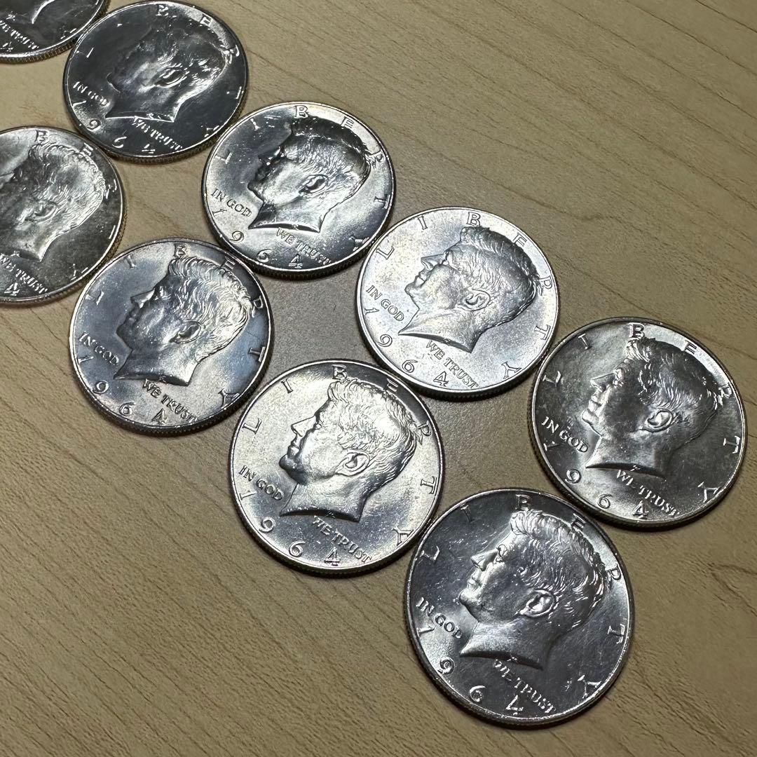 1964年 ケネディ ハーフダラー 10枚 シルバー 銀貨 銀品位90 c