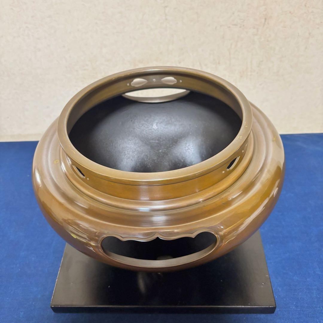 人間国宝浄清造 風炉 茶釜 電熱器 唐銅朝鮮風炉釜 野々田電熱器 敷板 茶道具
