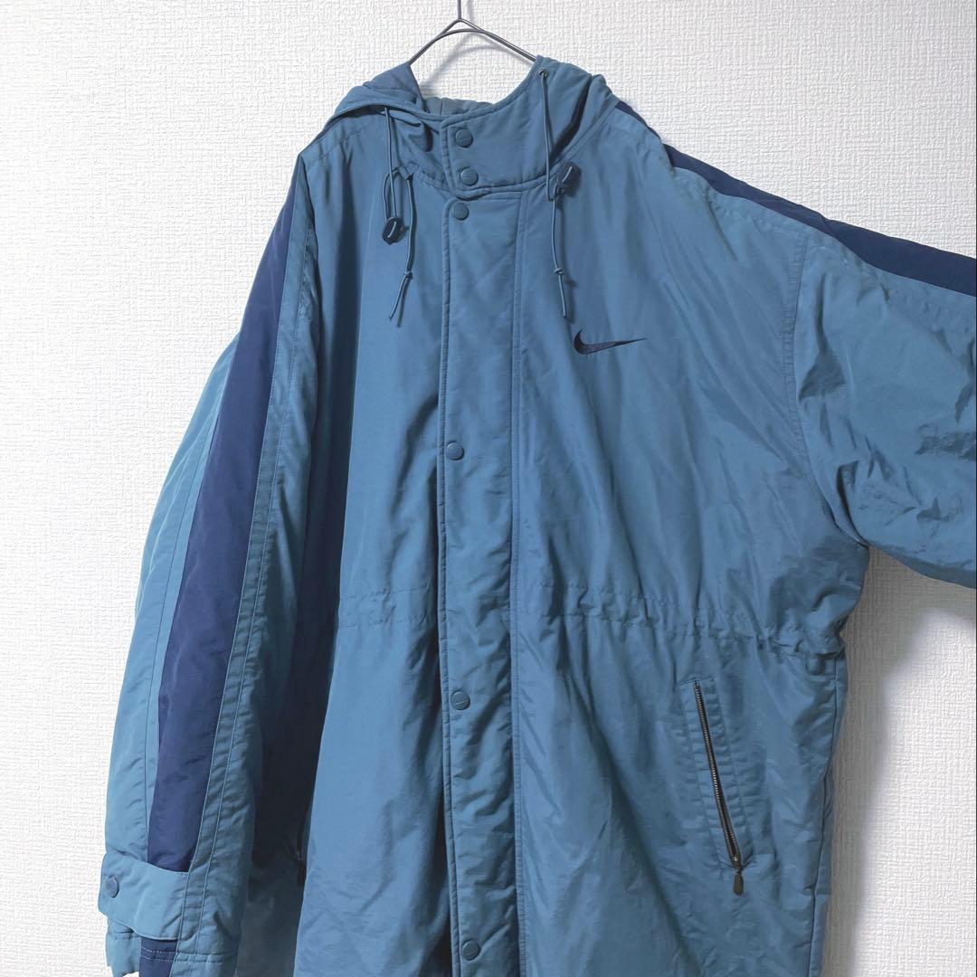 【稀少】90s 銀タグ NIKE ナイキ　刺繍　ベンチコート　キルティング　XL