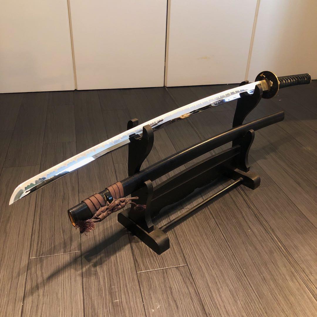 高級模造刀 昇竜彫刻　全長104cm 緑金拵え