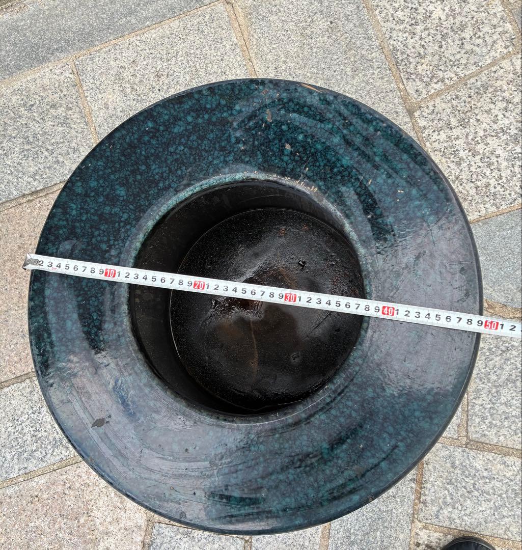 大型 陶器製 こがね火鉢 刻印あり 直径約50cm 信楽焼系 庭 オブジェ