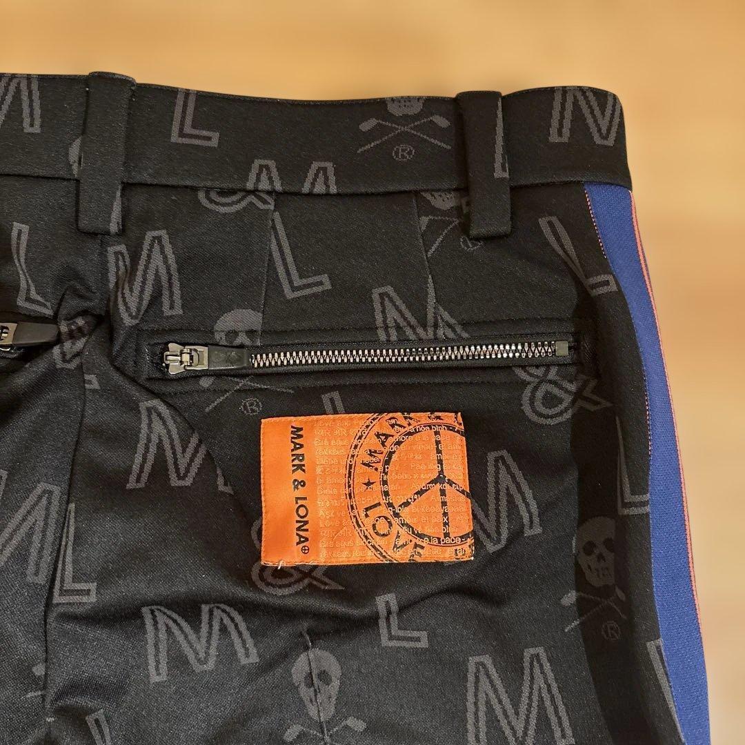 ◼️MARK&LONA◼️スカル柄ストレッチパンツ冬L黒