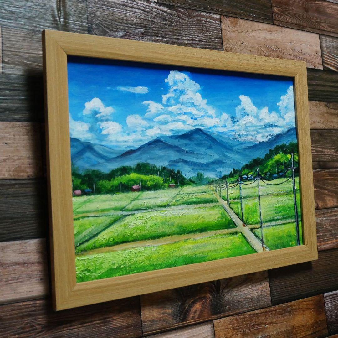 油絵 絵画 【真夏の田んぼ】