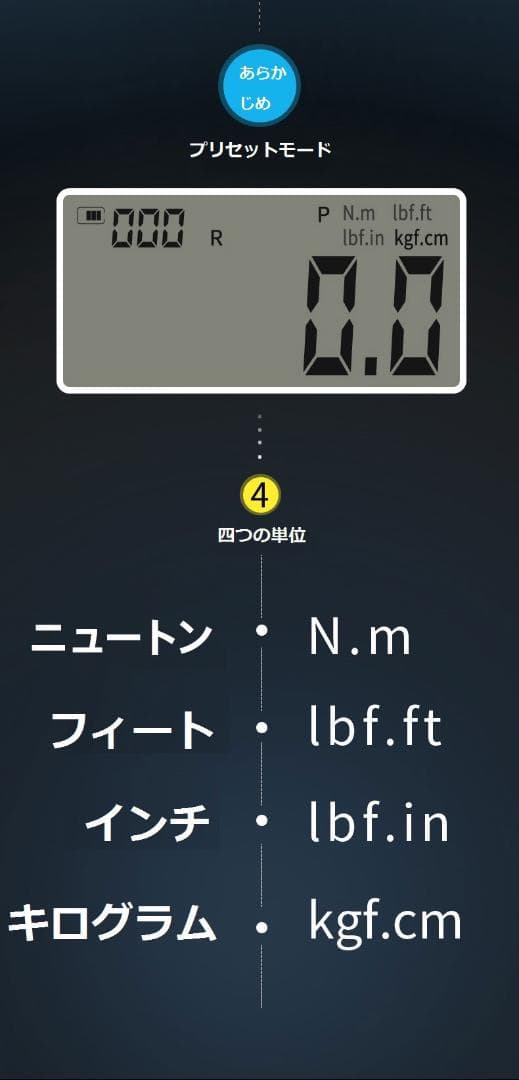デジタルトルクレンチ 1.8-60N ミニレンチ タイヤ交換 ねじ ボルト A