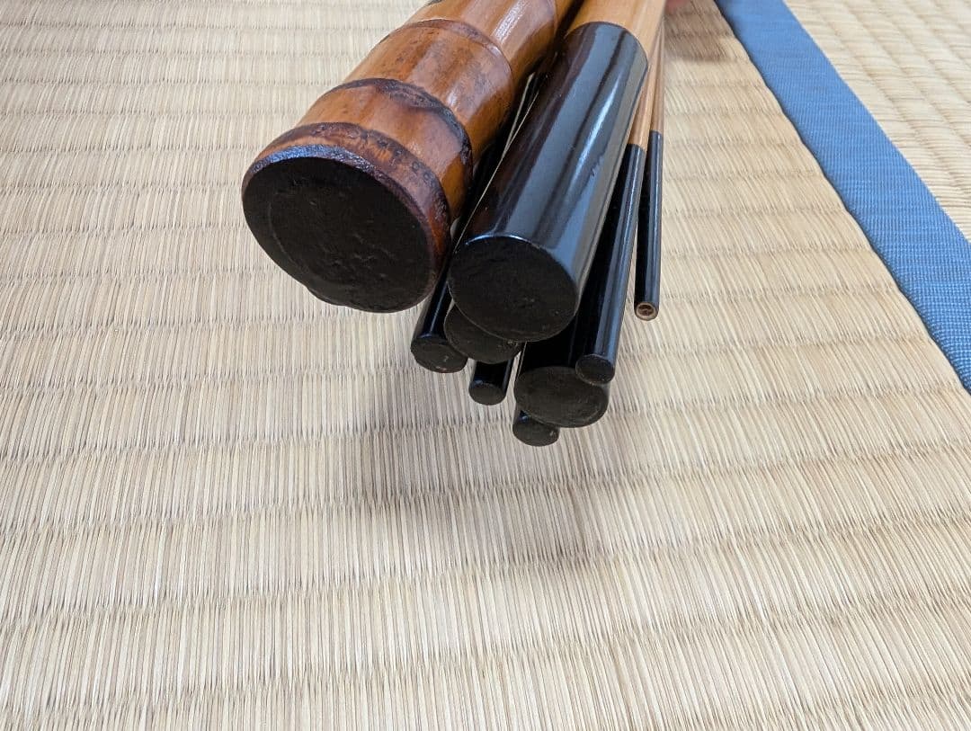 小継ぎ竹竿　銘「竿福」12尺　 継ぎ数12本　３本仕舞　40ｃｍ