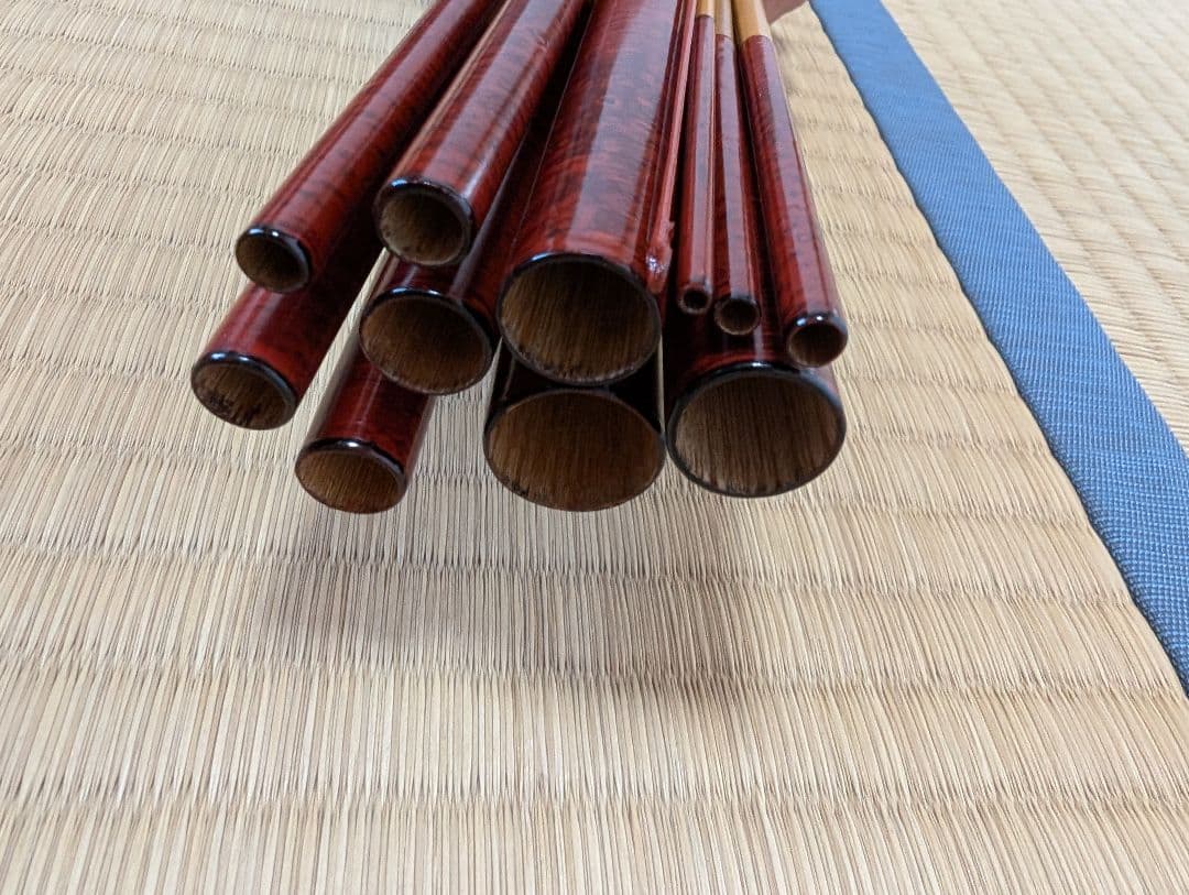 小継ぎ竹竿　銘「竿福」12尺　 継ぎ数12本　３本仕舞　40ｃｍ