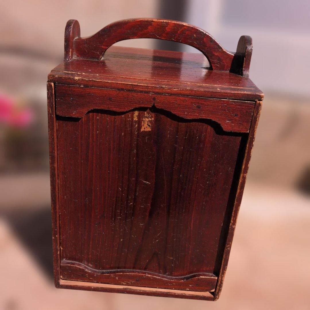 骨董品　訳あり　昔のオカモチ？木製収納箱