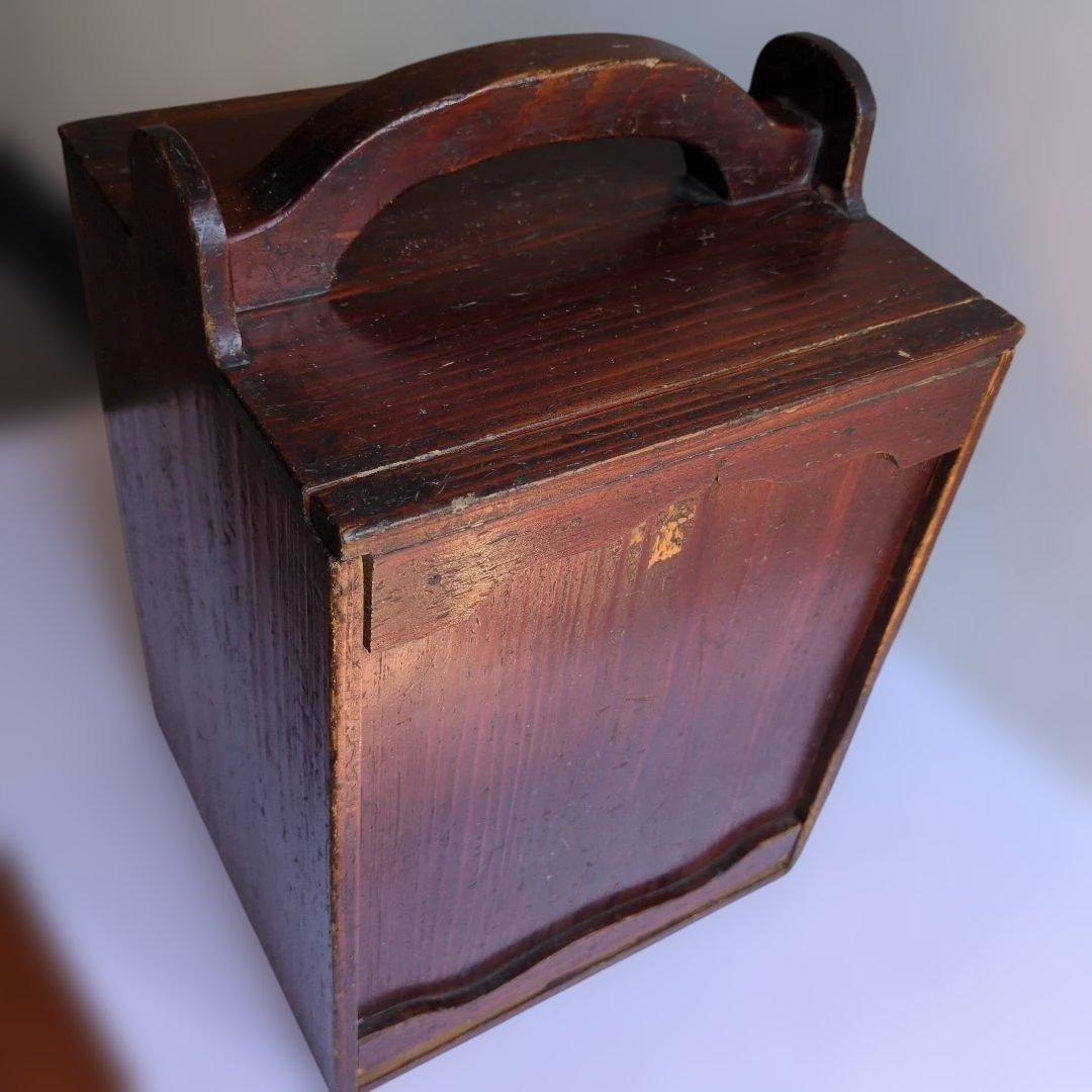 骨董品　訳あり　昔のオカモチ？木製収納箱