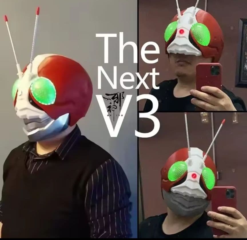 仮面ライダー THE NEXT V3　1/1マスク　特撮　アトラク 発光ギミック