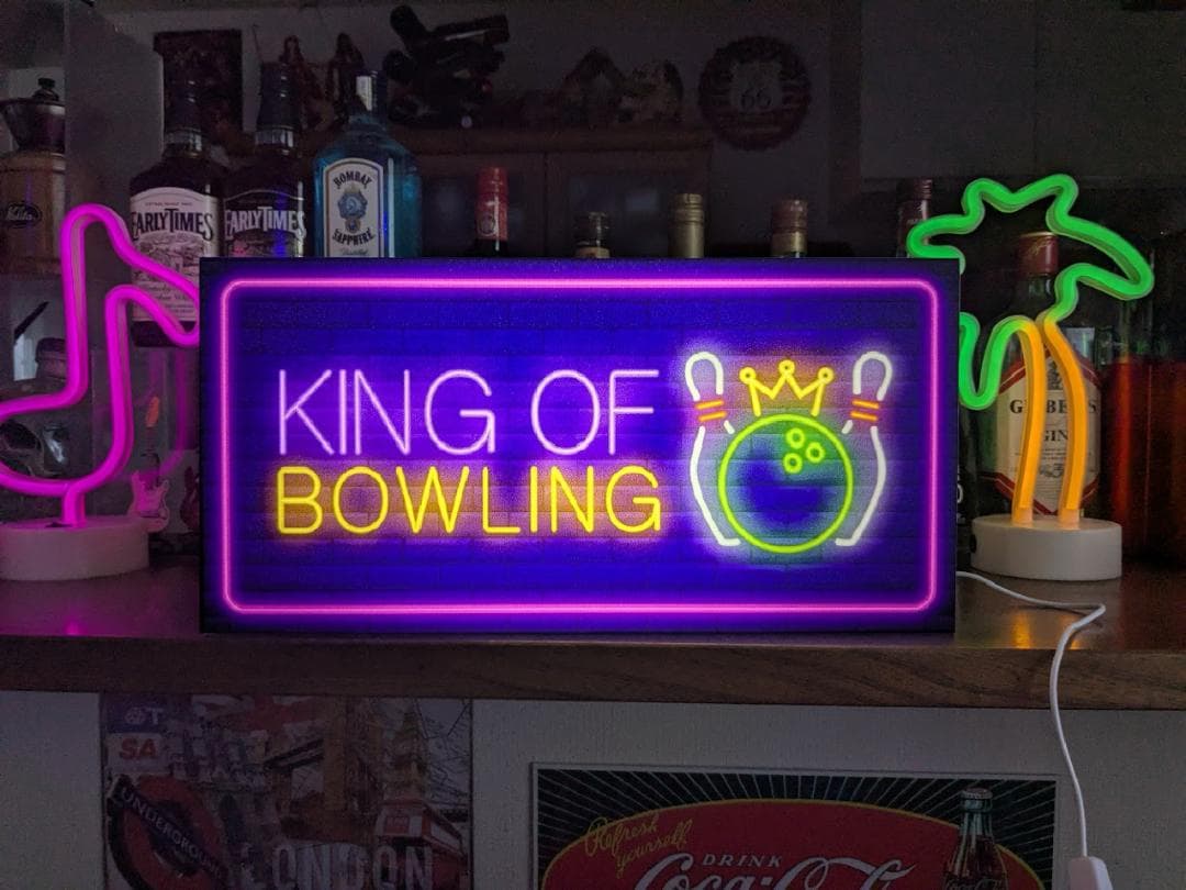 【Lサイズ】ボウリング 遊技場 ゲームセンター 看板 置物 雑貨 ライトBOX