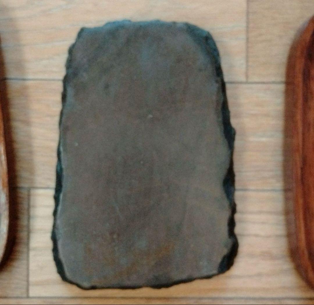 中国骨董大きめ端州石硯【中国端渓梅花坑四辺細工彫刻梅鶯図貴重紫端古硯】唐木硯箱付