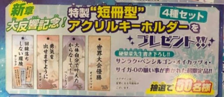 シャングリラ・フロンティア 特製短冊型アクリルキーホルダー 4個セット　当選品