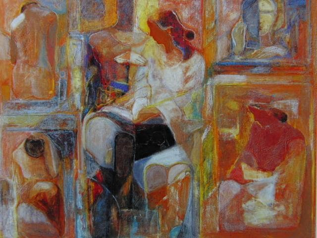 斎藤静輝、人々、希少画集画、新品高級額・額装付、状態良好