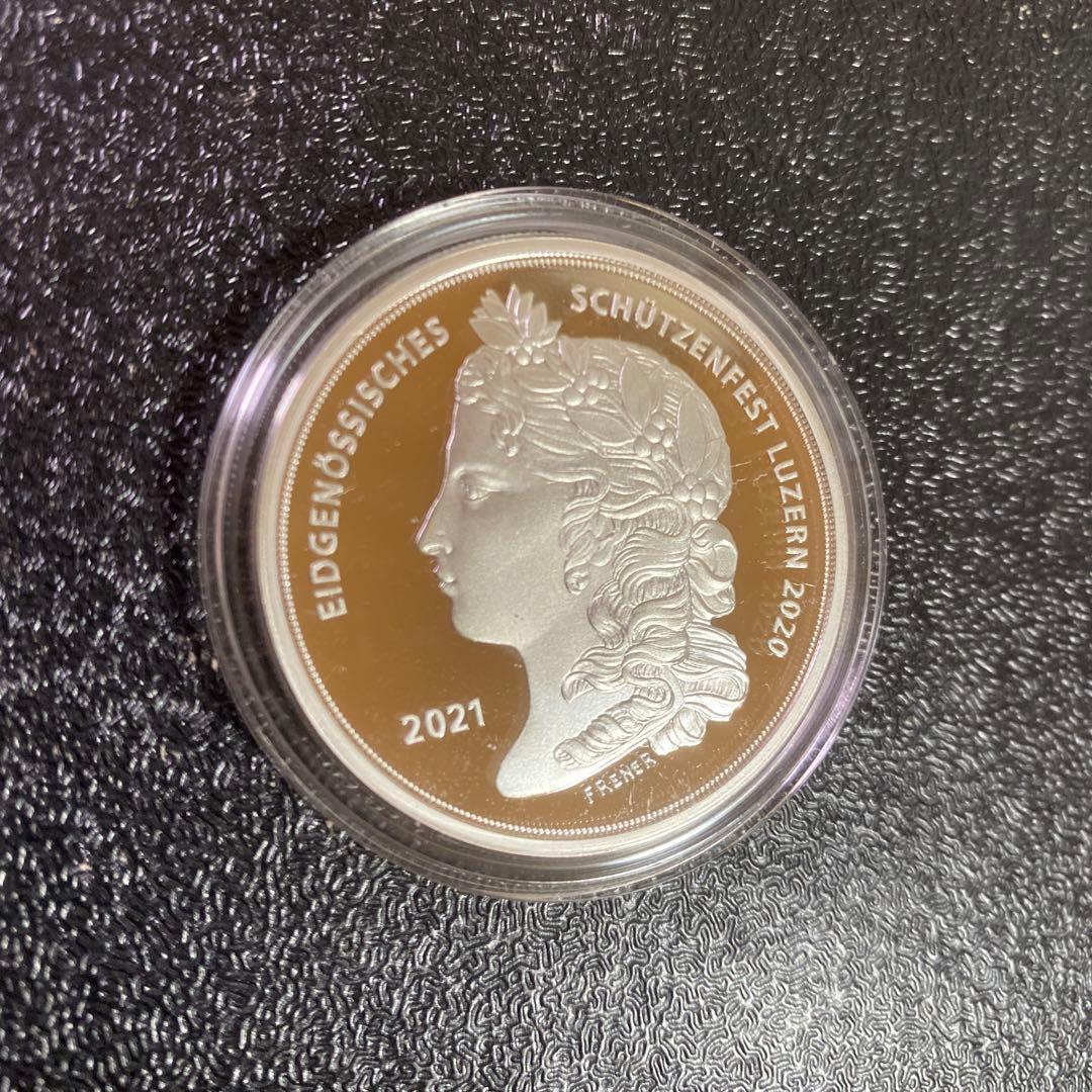 銀貨　シルバー　スイス 銀貨 連邦射撃祭 ルツェルン州　嘆きのライオン　ライオン