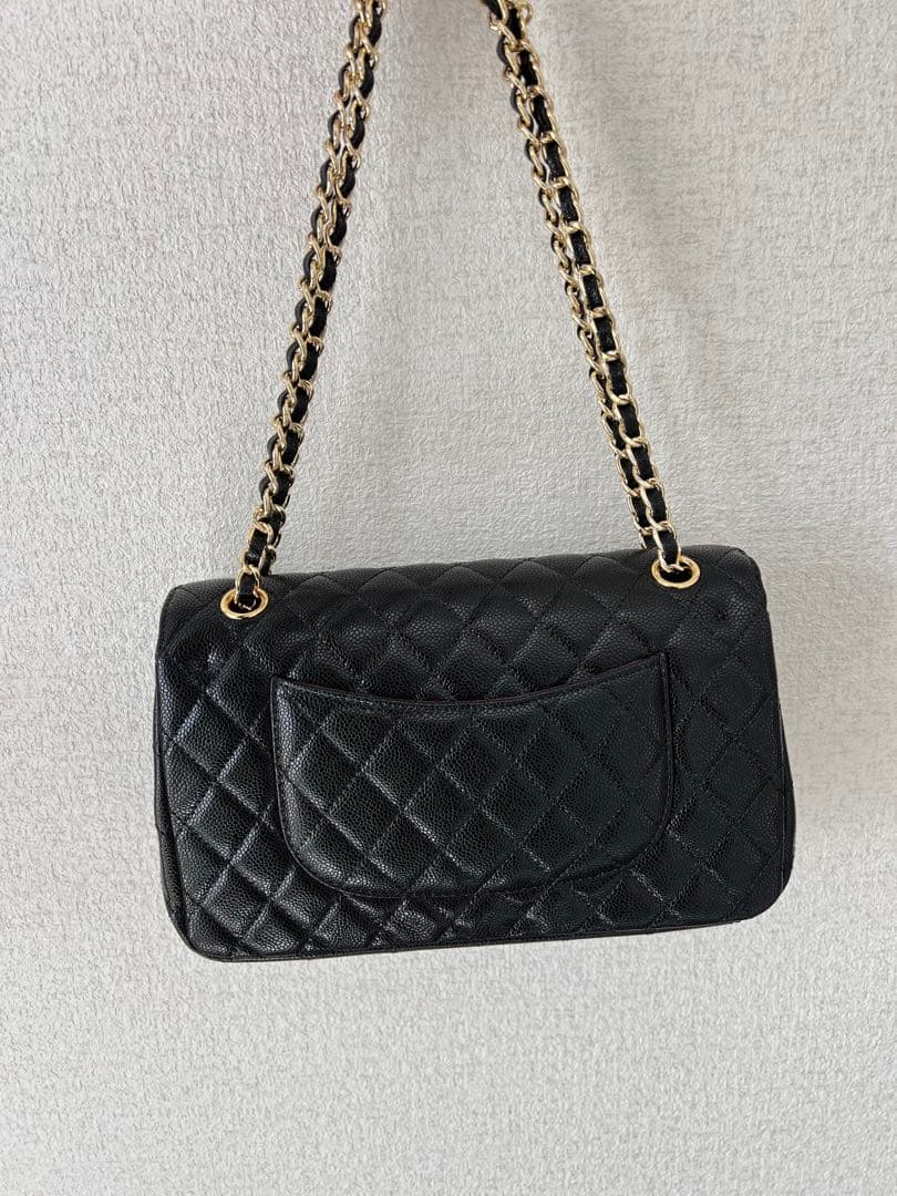 ブラックキルティングレザーショルダーバッグ