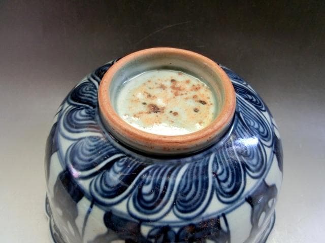 鉢■花弁型鹿紋花唐草染付大鉢 菓子器 青華 古玩 古美術 時代物 骨董品■