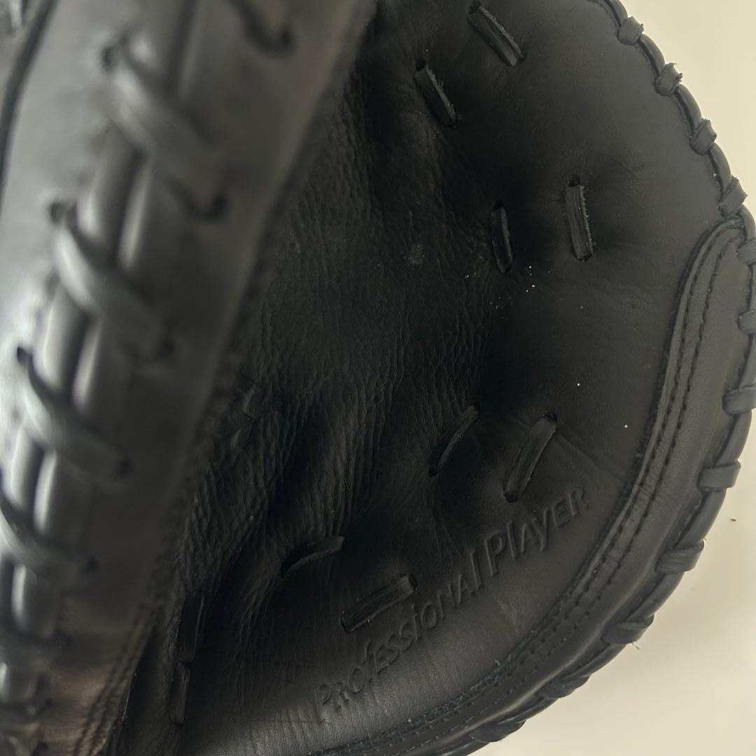 ZETT ブラック レザー 野球グローブ　軟式　ソフトボール　キャッチャーミット