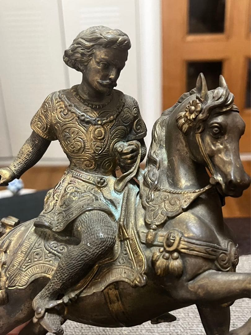 戦馬に乗る　北欧彫像置物フィギュア　真鍮　インテリア