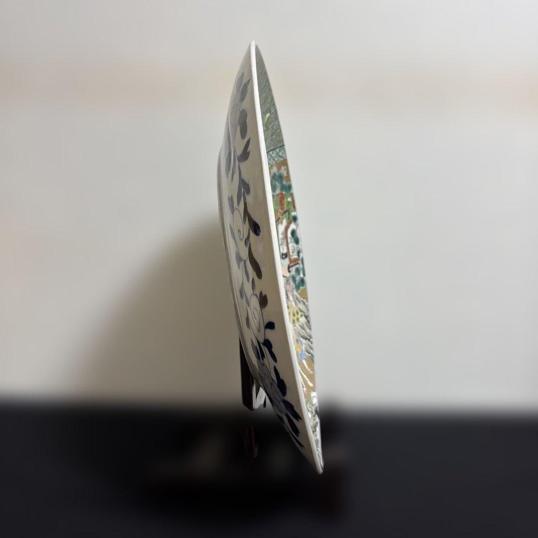 古伊万里 人物 骨董品 直径40センチ 大皿 色絵 人物馬山水図柄