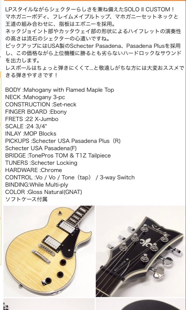 SCHECTER/SOLO2 CUSTOMレスポールモデル