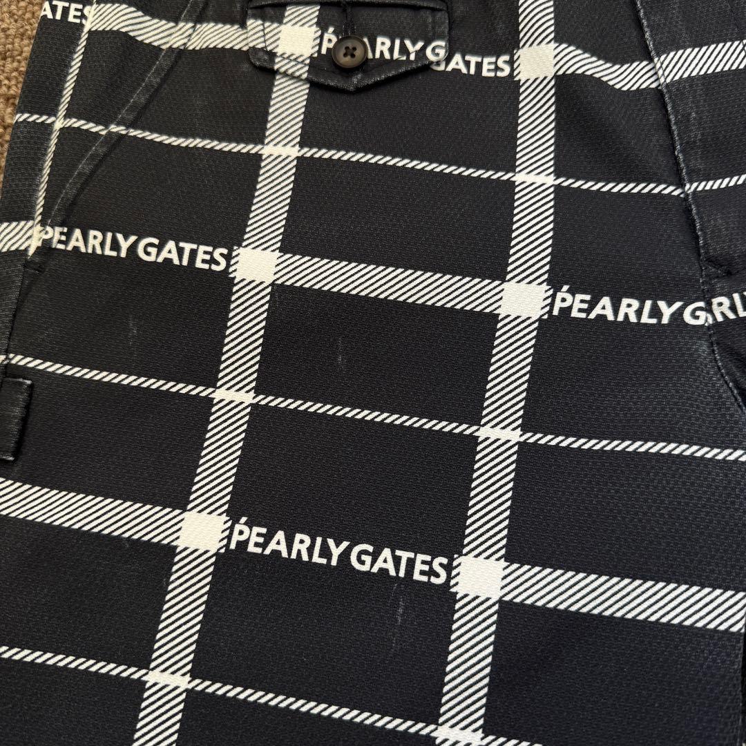 現行モデル　パーリーゲイツ　パンツ　総柄　L〜XL相当 チェック　グレー　白　5